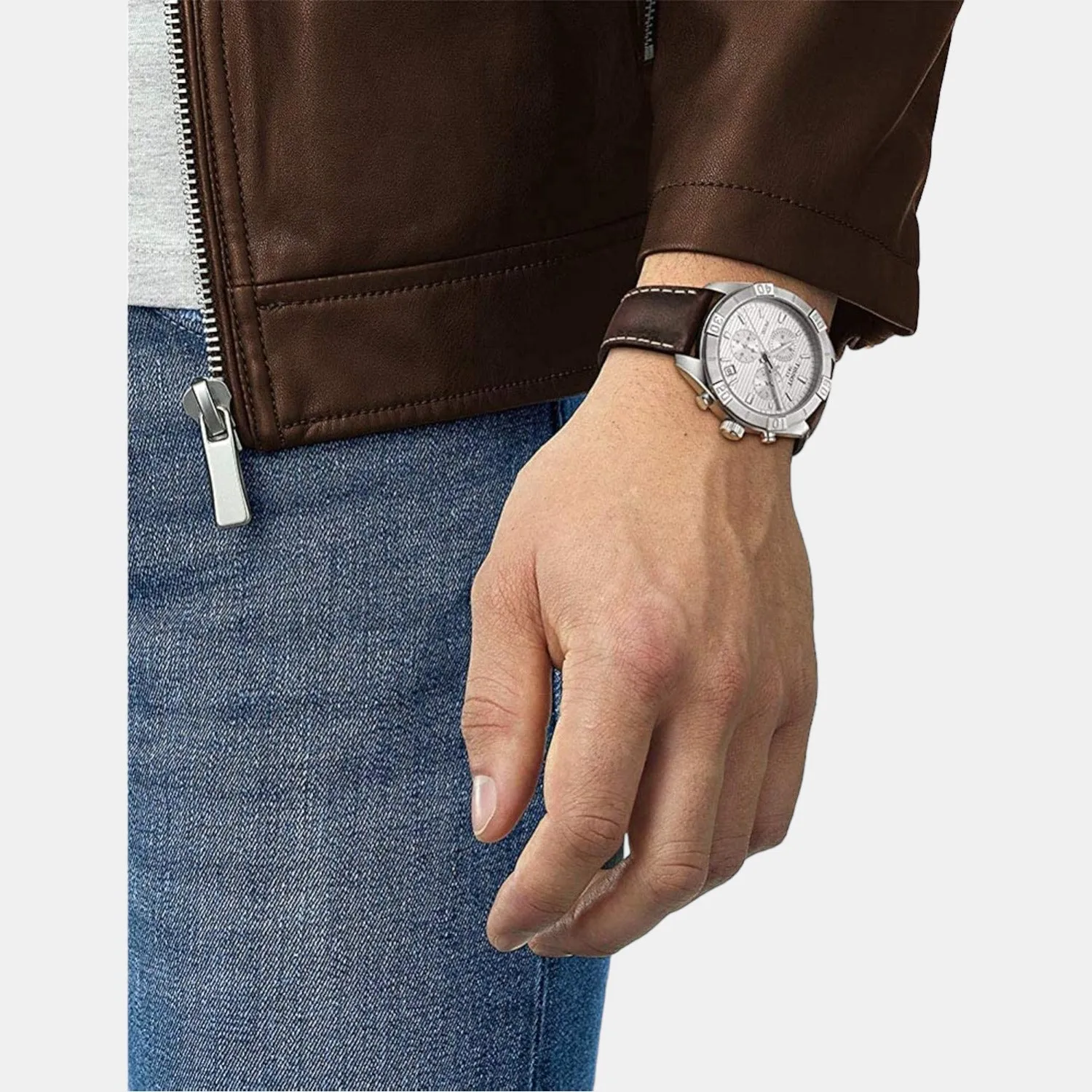 PR 100 Men Chronograph Leather Watch T1016171603100