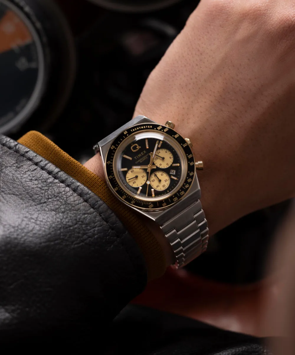 Q Timex® Chronograph 40mm Stainless Steel Bracelet Watch 