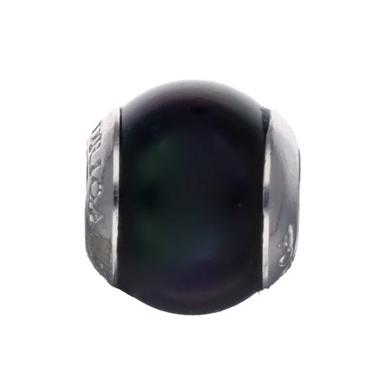 Rhodium Plated Pearl Pendant for Men and Women, 12mm Round Black Pearl, Zindis Collection