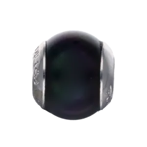 Rhodium Plated Pearl Pendant for Men and Women, 12mm Round Black Pearl, Zindis Collection