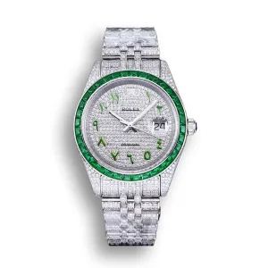 Rolex Datejust 126300 41mm Dial Arabic Bezel Green