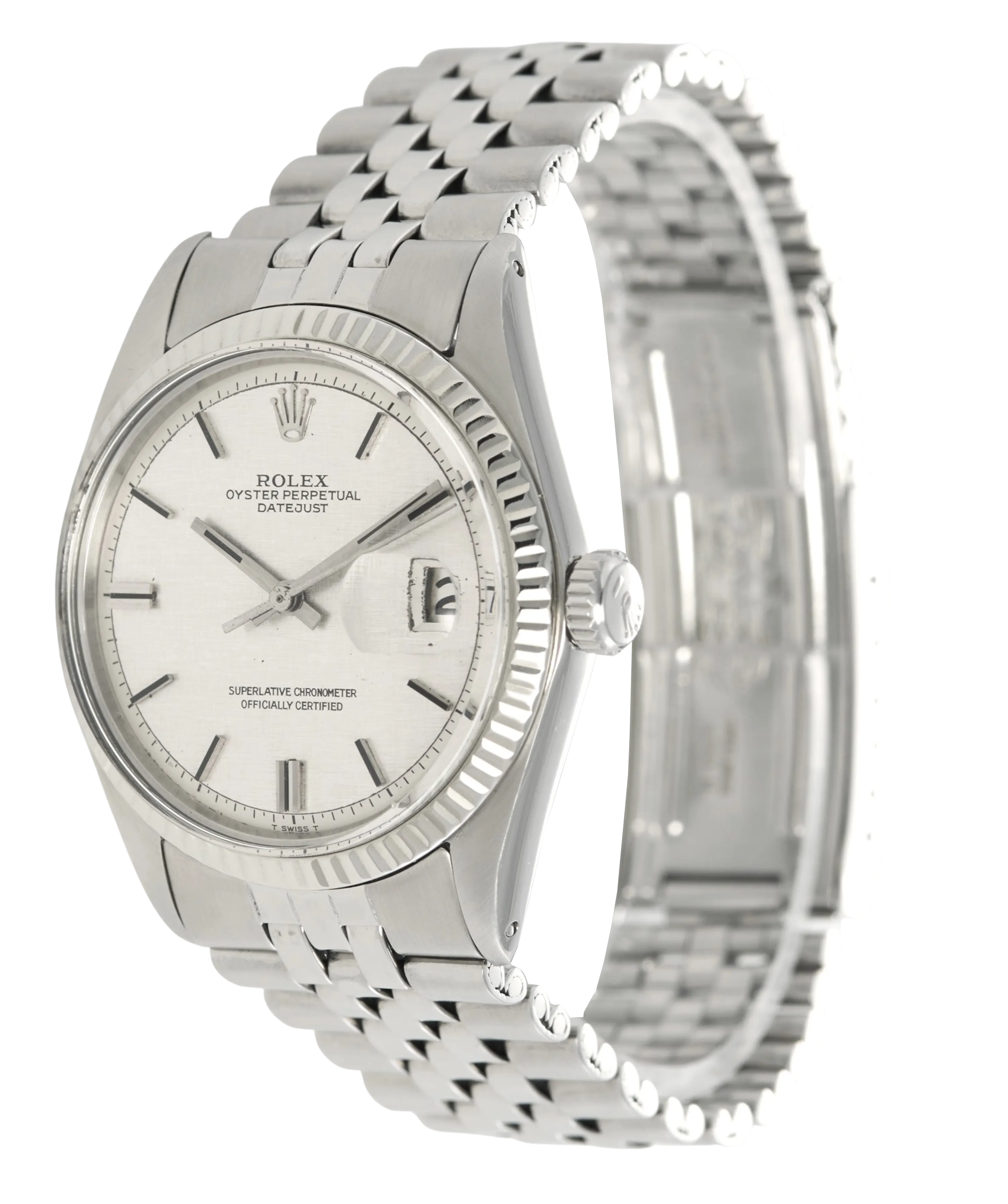 Rolex Datejust Steel with Silver 'Linen/Tapestry' Dial. Ref: 1601