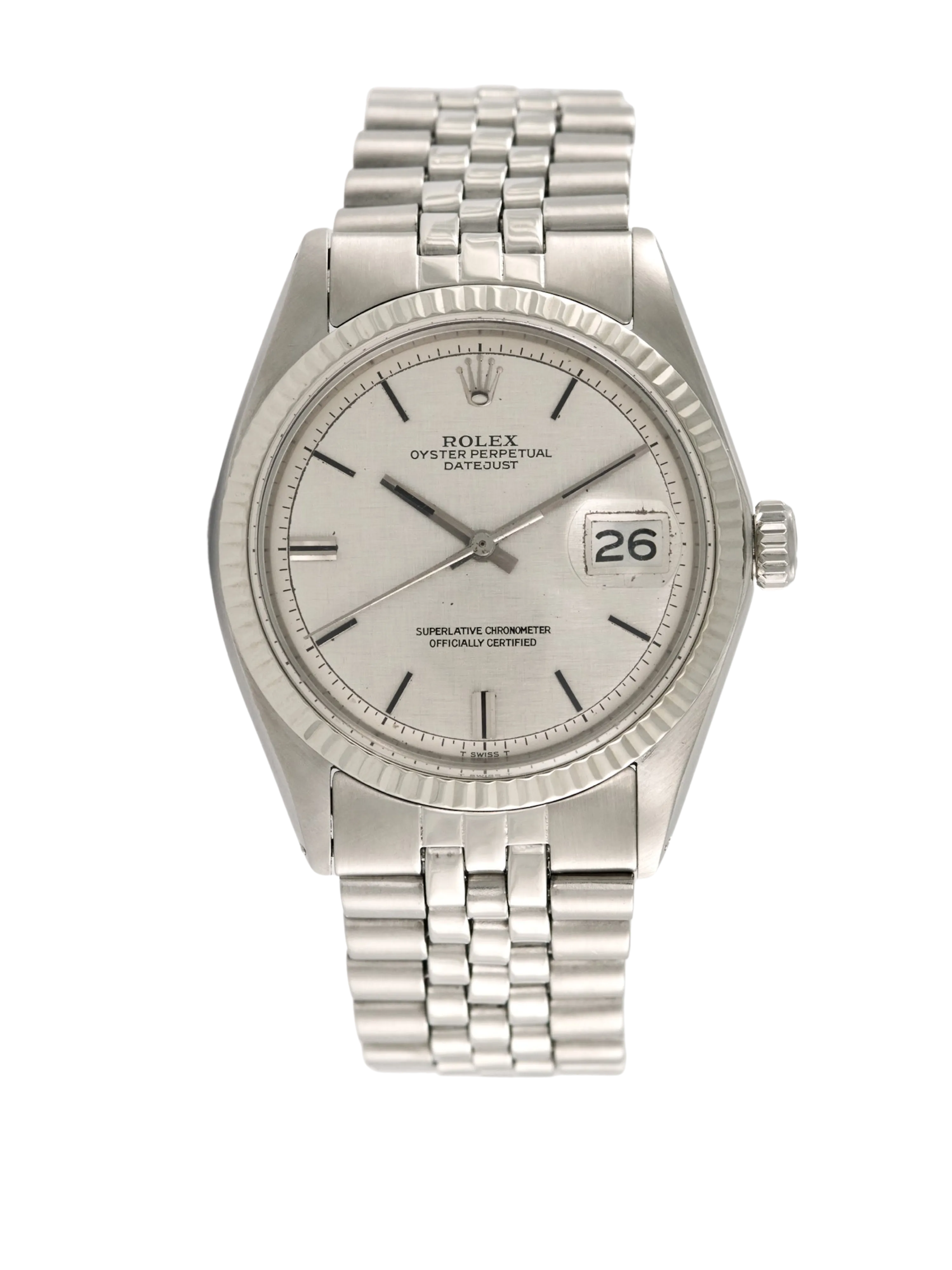 Rolex Datejust Steel with Silver 'Linen/Tapestry' Dial. Ref: 1601