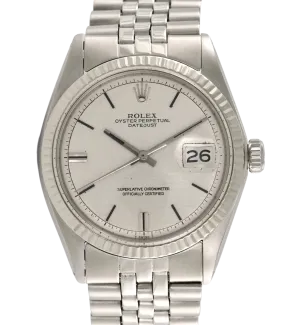 Rolex Datejust Steel with Silver 'Linen/Tapestry' Dial. Ref: 1601