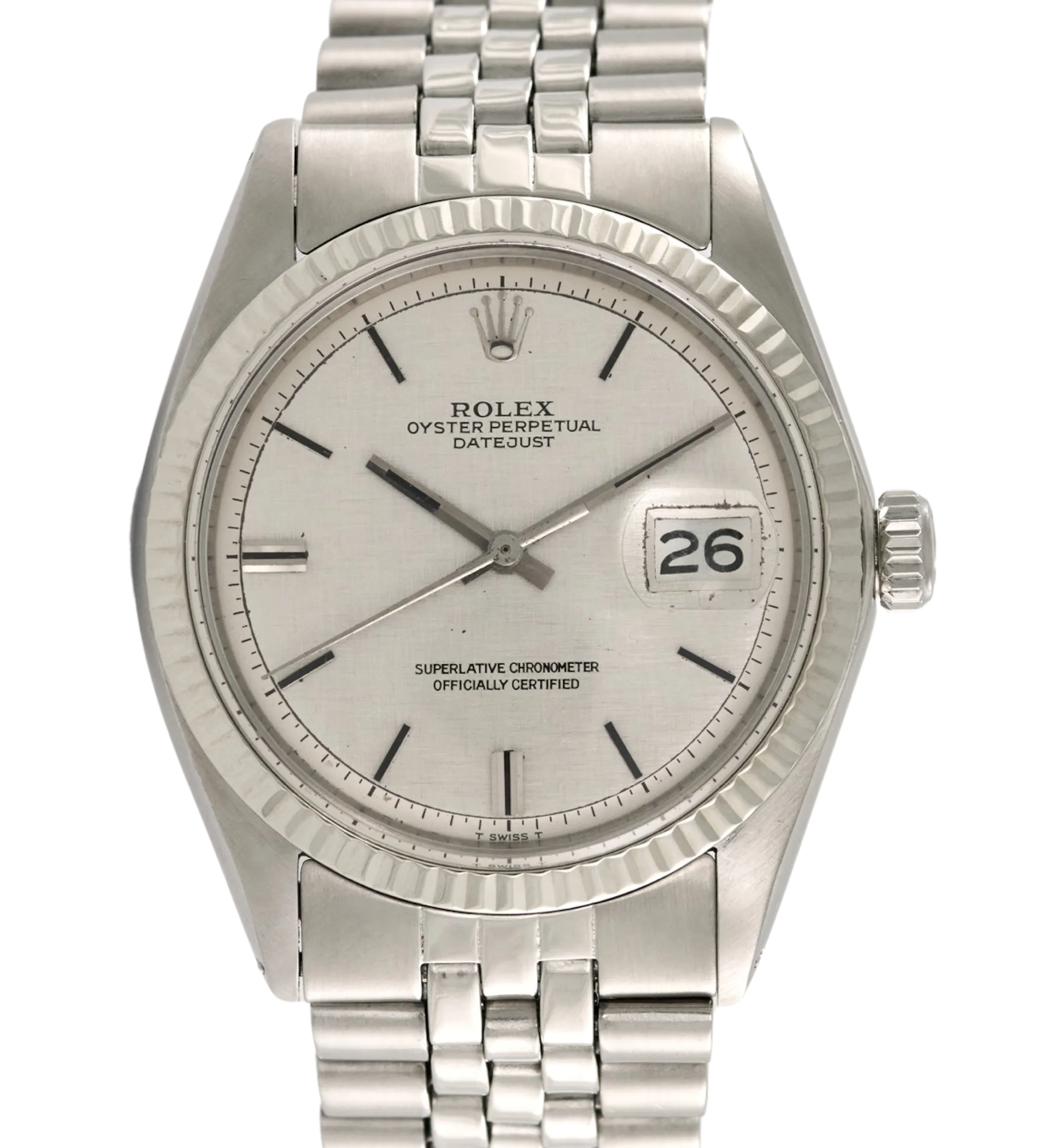 Rolex Datejust Steel with Silver 'Linen/Tapestry' Dial. Ref: 1601
