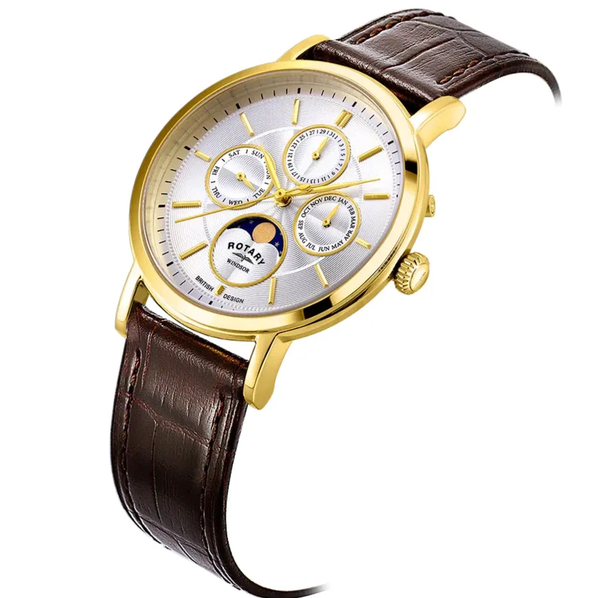 Rotary Windsor Moon-Phase  Men's Brown Watch GS05428/06
