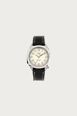 Royal Smith - 90-008 - White/Silver Dial - Black Pebbled Strap