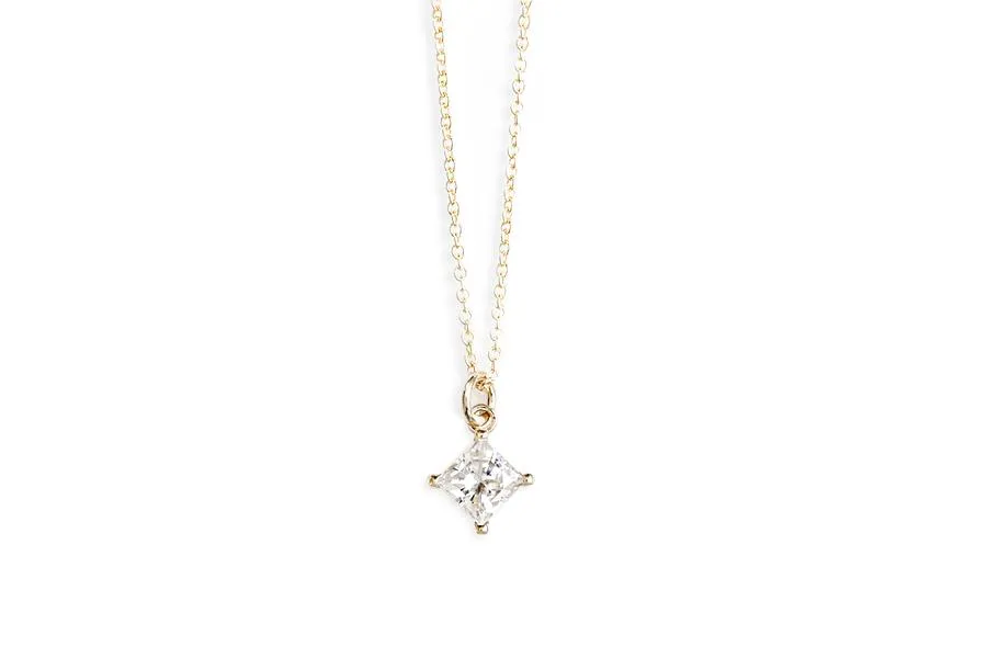 RTS Moissanite Princess Cut 4mm Charm