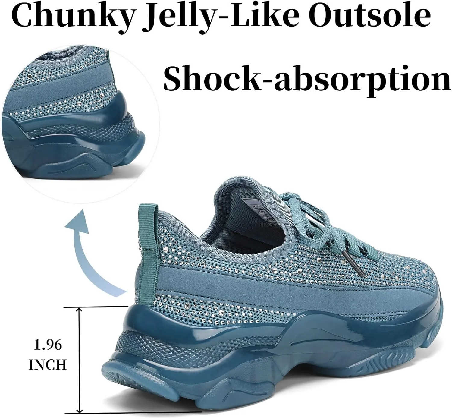 Running Shoes for Women Fashion Rhinestone Sneakers Womens Walking Shoes Chunky Ladies Tennis Shoe Comfortable