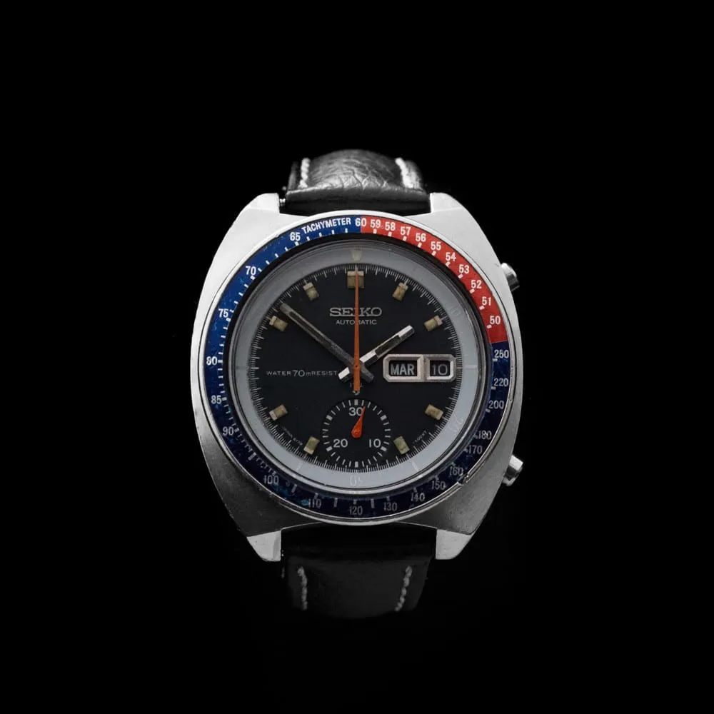 Seiko 6139 Chronograph 'Black Pogue' On Leather