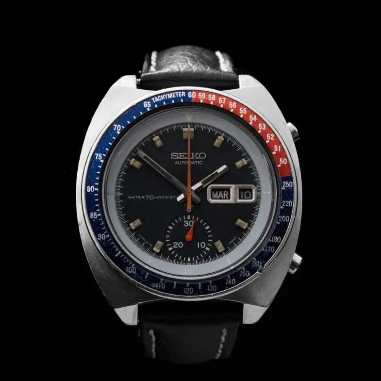 Seiko 6139 Chronograph 'Black Pogue' On Leather
