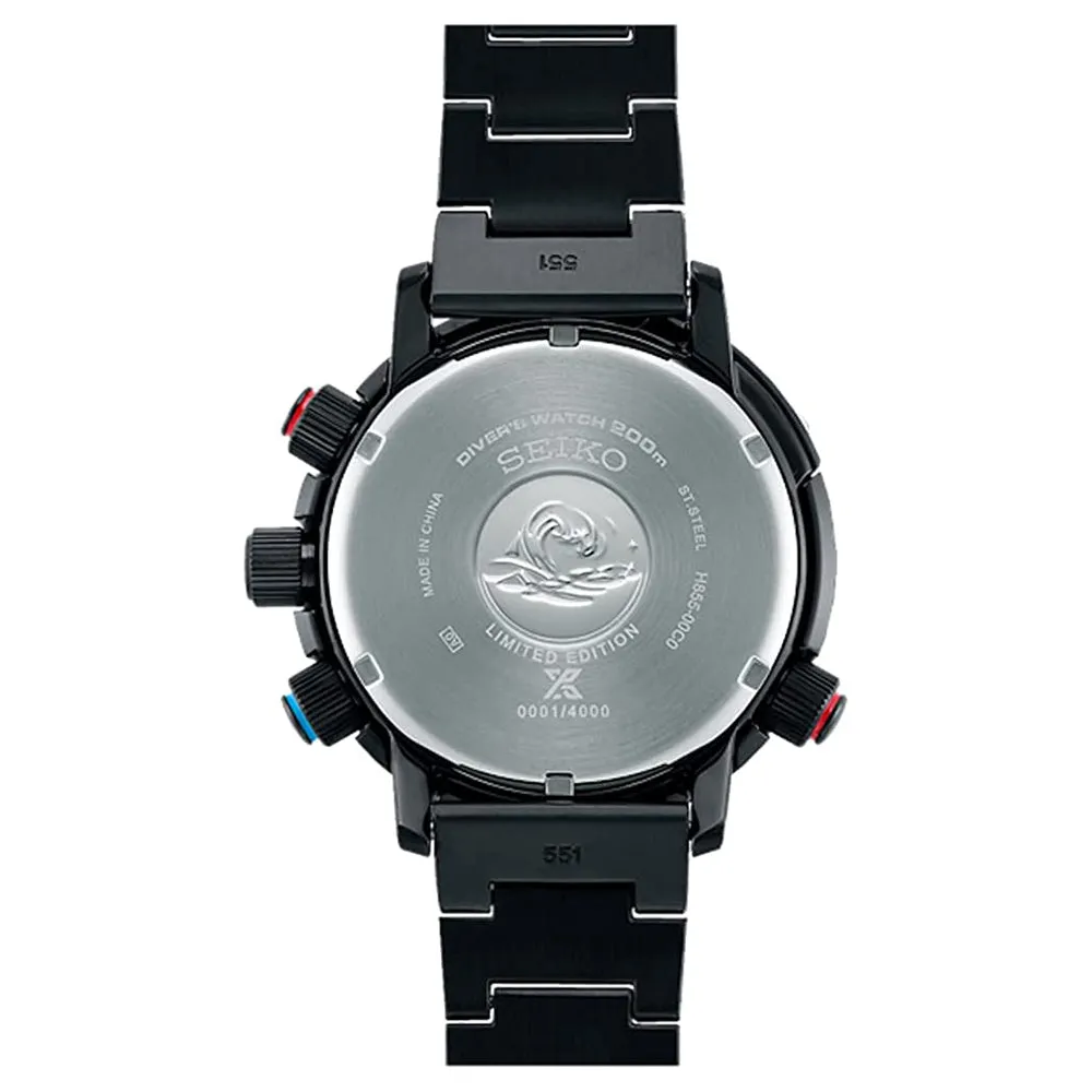 Seiko Men's Black Dial Stainless Steel Band Prospex Solar Analog-Digital Diver's Watch - SNJ037