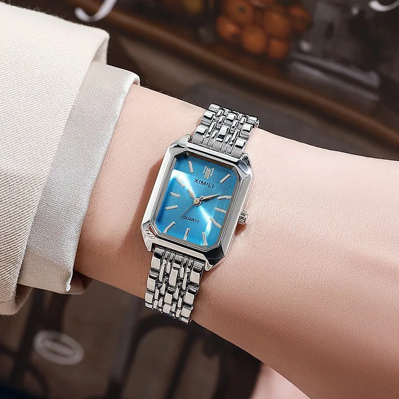 Sleek Square Face Women's Watch with Stainless Steel Band