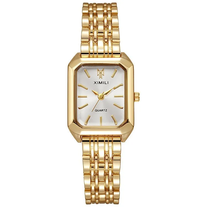 Sleek Square Face Women's Watch with Stainless Steel Band