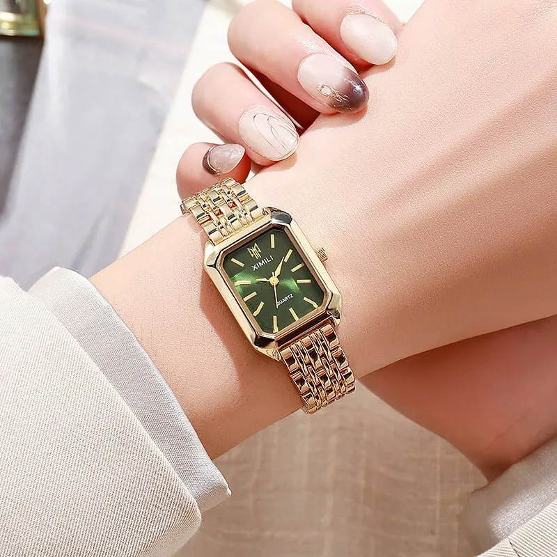 Sleek Square Face Women's Watch with Stainless Steel Band