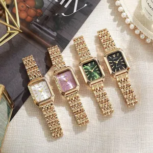 Sleek Square Face Women's Watch with Stainless Steel Band