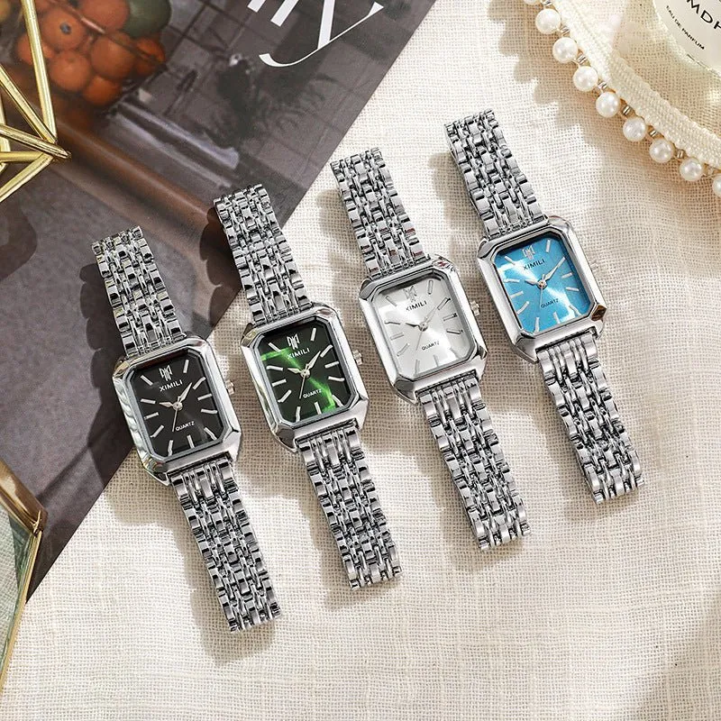 Sleek Square Face Women's Watch with Stainless Steel Band