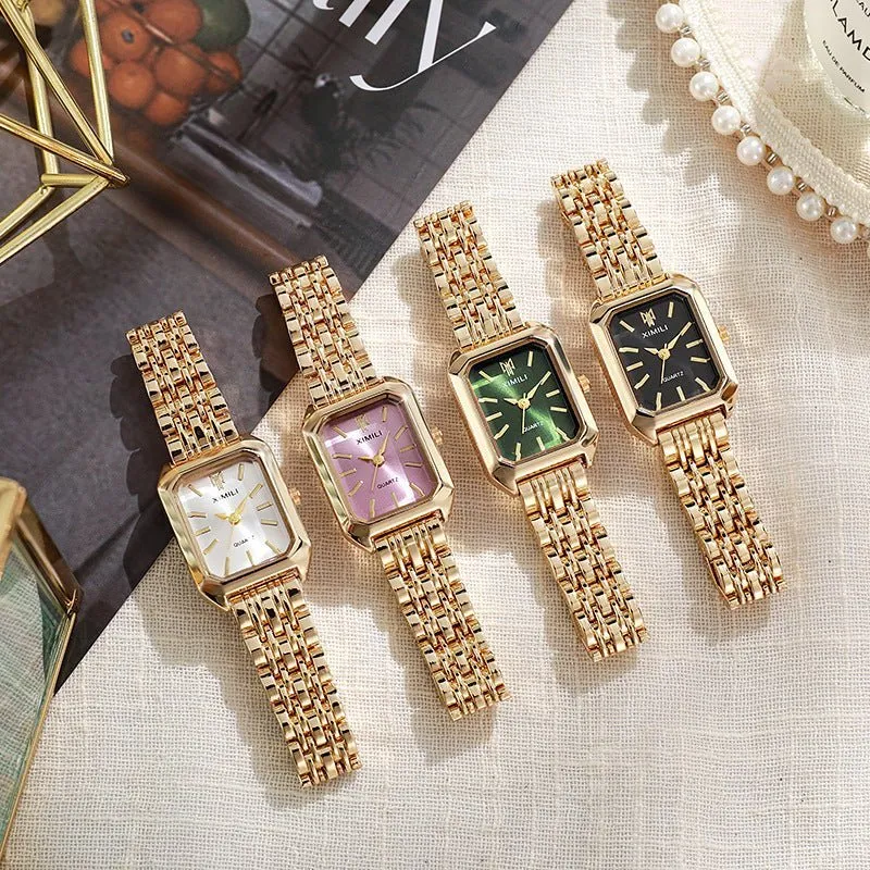 Sleek Square Face Women's Watch with Stainless Steel Band