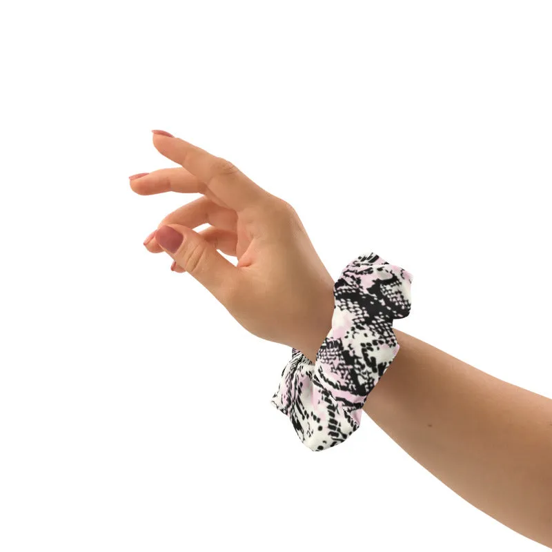 Snake Print Women's Large Scrunchie, Elastic Stretchy Premium Women's Hair Stylish Accessories-Made in USA/EU