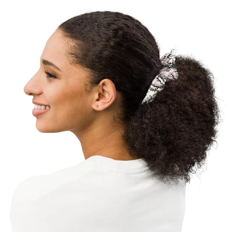 Snake Print Women's Large Scrunchie, Elastic Stretchy Premium Women's Hair Stylish Accessories-Made in USA/EU