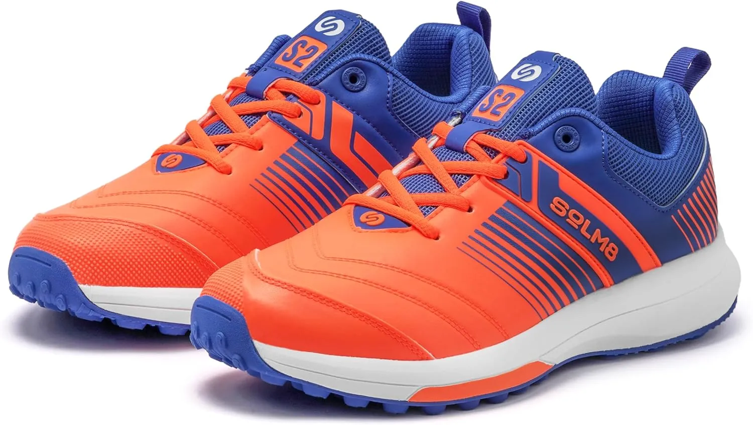 SOLM8 S2 Cricket Shoes Men Boys Junior Players - Advanced Grip Rubber Spikes for Turf/Grass, Ultralight Cushioning in Bright Colors (2025 Edition)