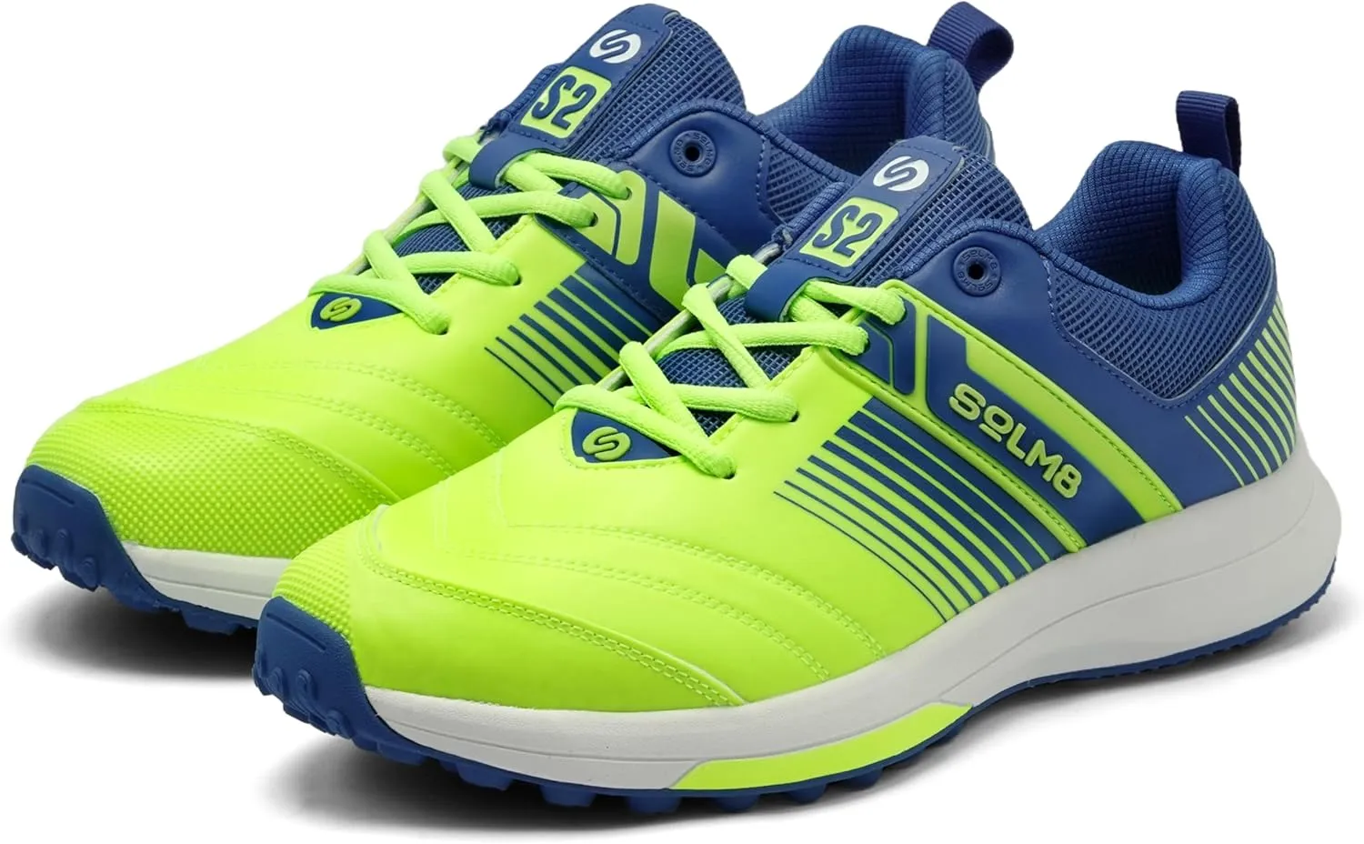 SOLM8 S2 Cricket Shoes Men Boys Junior Players - Advanced Grip Rubber Spikes for Turf/Grass, Ultralight Cushioning in Bright Colors (2025 Edition)