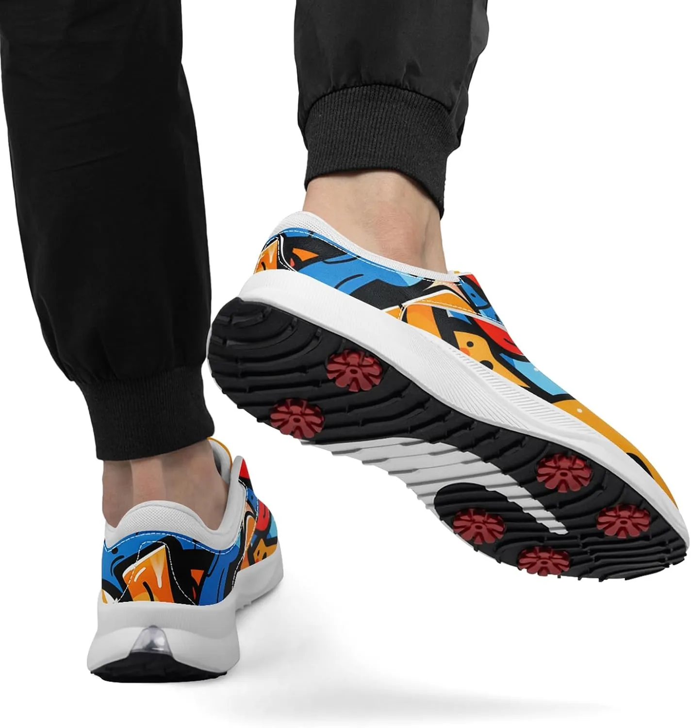 Spikeless Golf Shoes for Men, Women's Breathable Abstract Art Non-Slip Sports Walking Shoes with Air-Outer Golf Sneakers