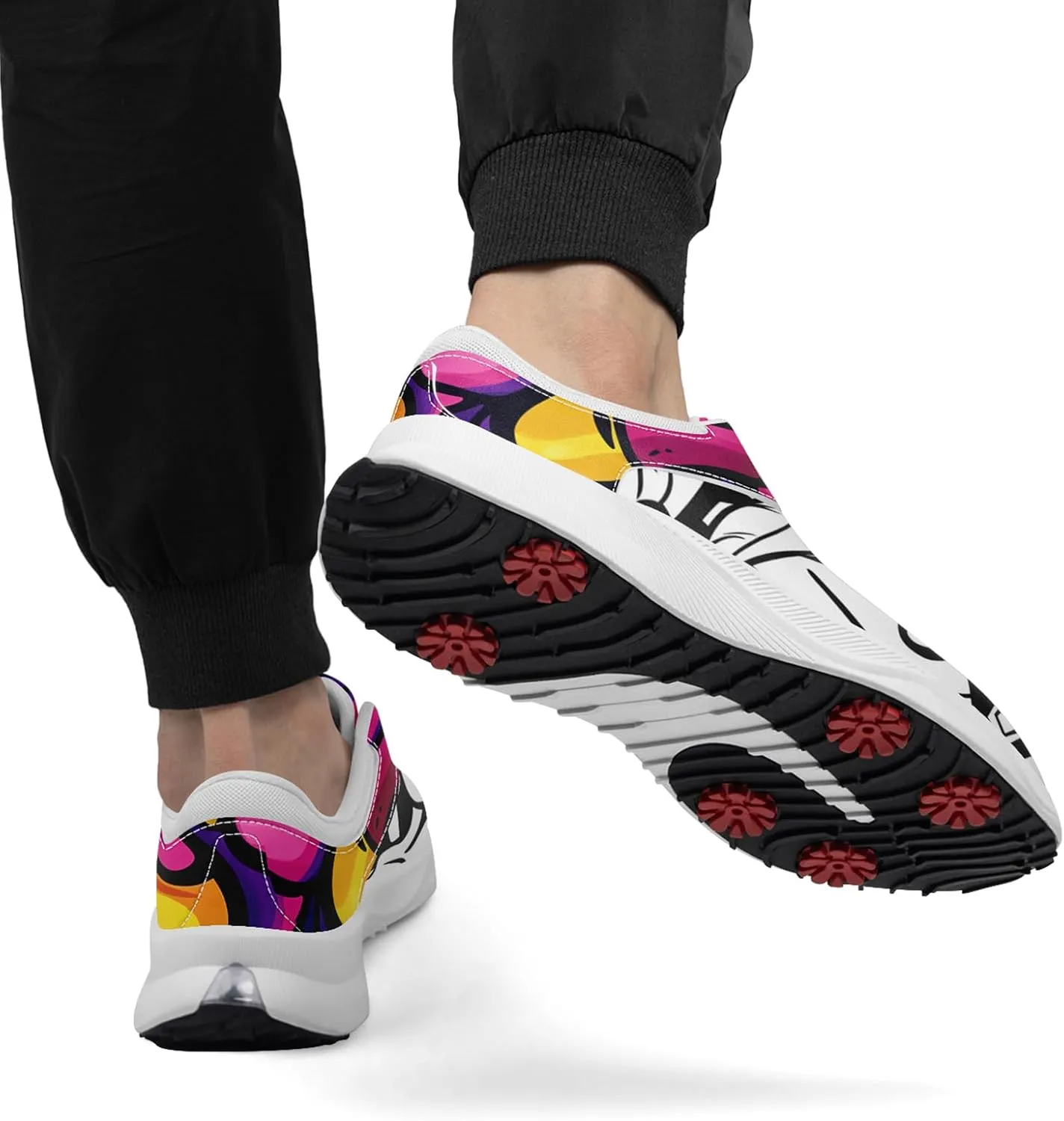 Spikeless Golf Shoes for Men, Women's Breathable Abstract Art Non-Slip Sports Walking Shoes with Air-Outer Golf Sneakers