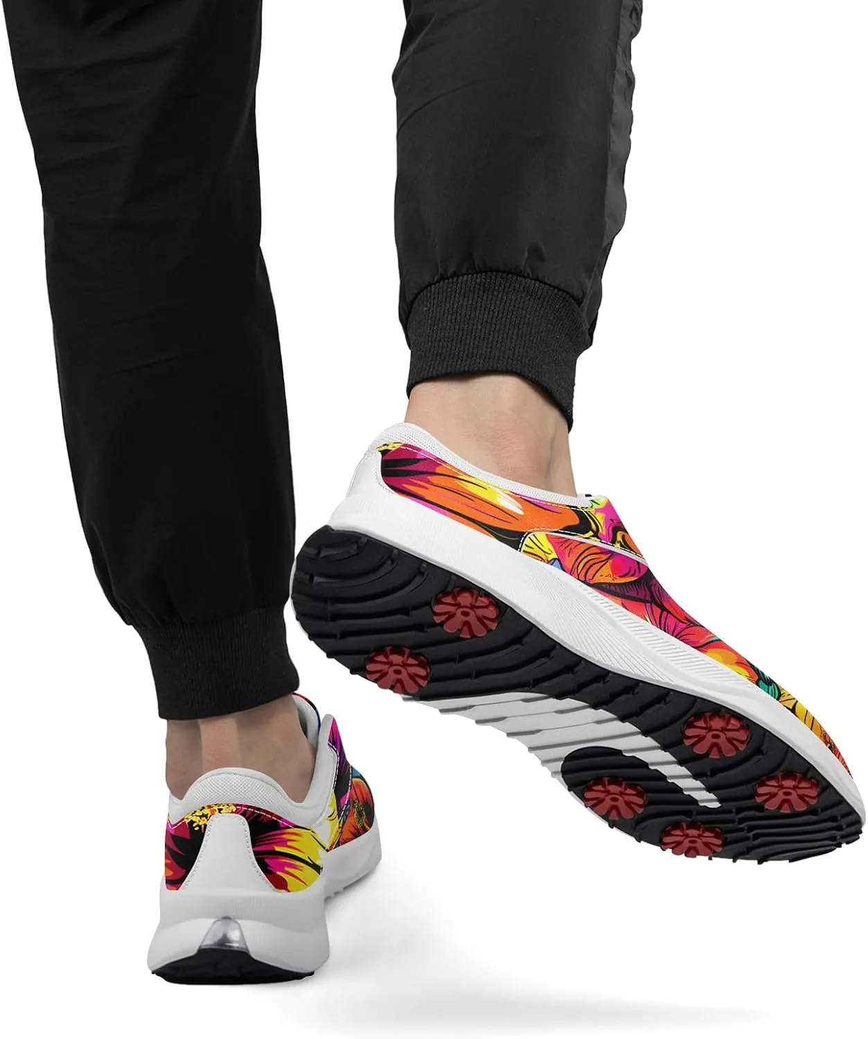 Spikeless Golf Shoes for Men, Women's Breathable Abstract Art Non-Slip Sports Walking Shoes with Air-Outer Golf Sneakers