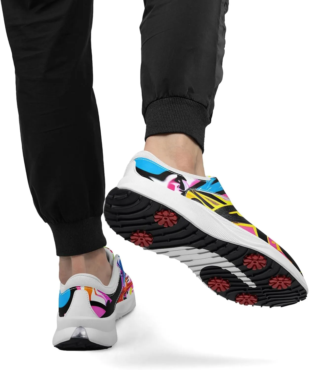 Spikeless Golf Shoes for Men, Women's Breathable Abstract Art Non-Slip Sports Walking Shoes with Air-Outer Golf Sneakers