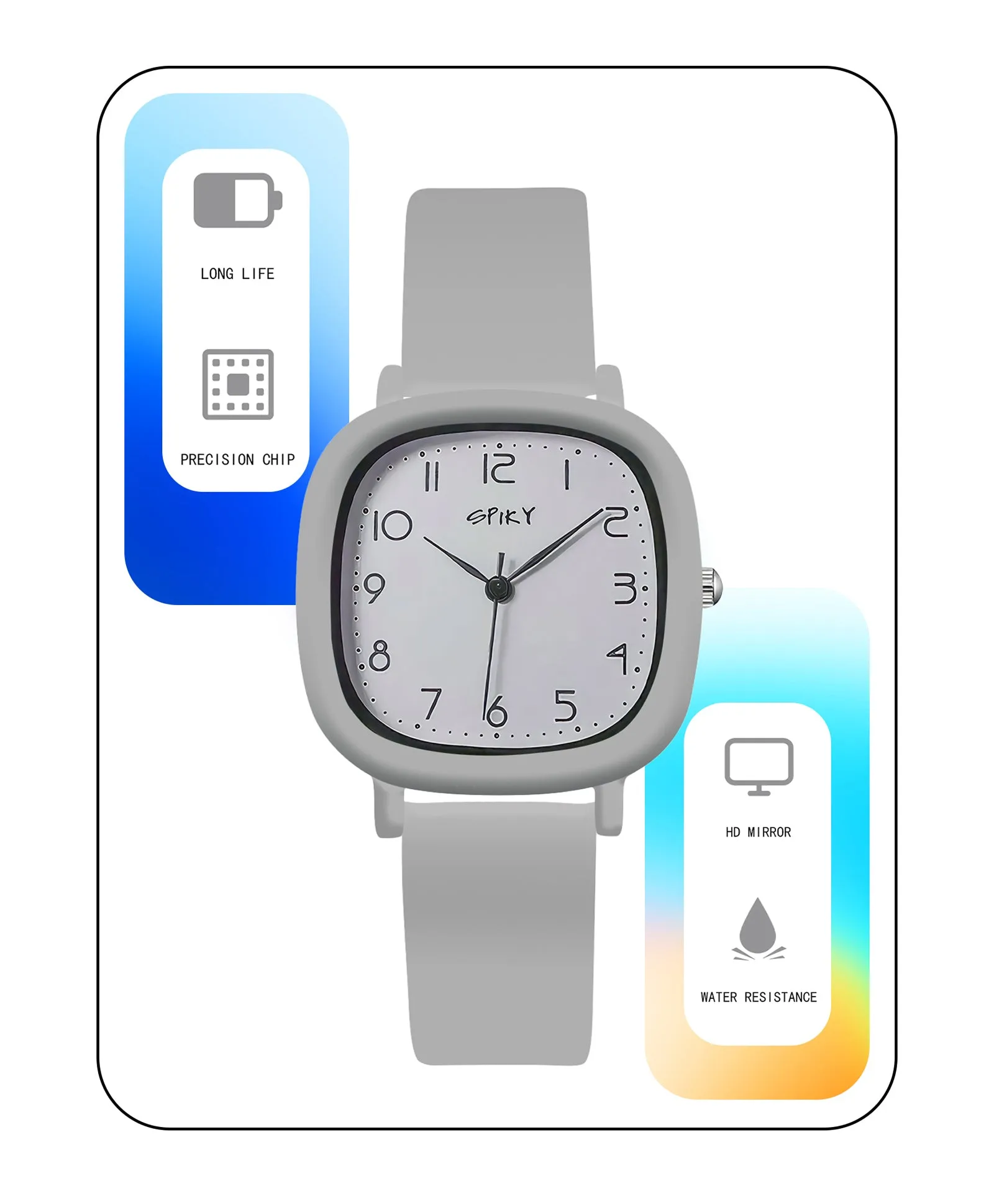 Spiky Eva19 Square Analog Watch for Kids - Black