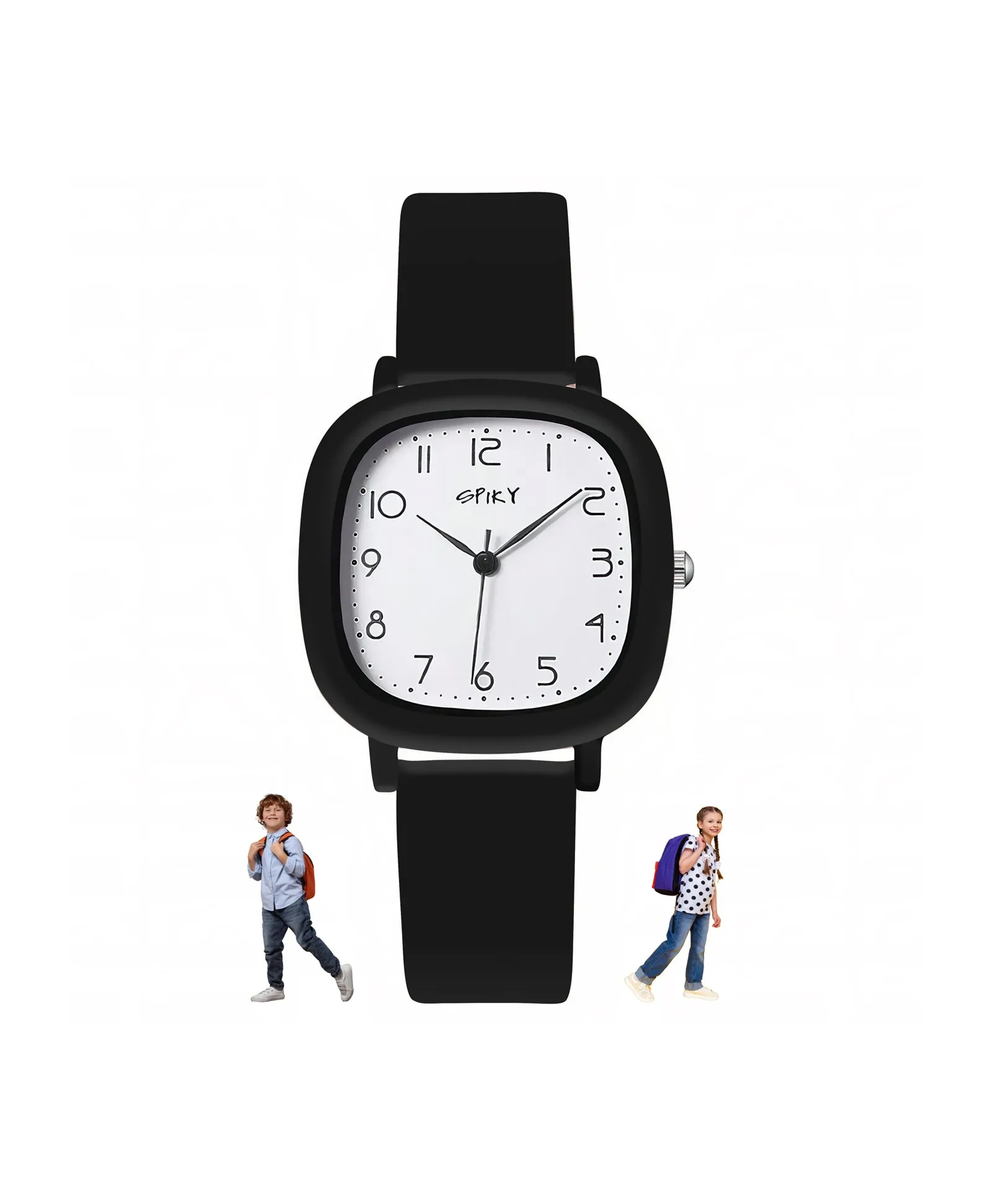 Spiky Eva19 Square Analog Watch for Kids - Black