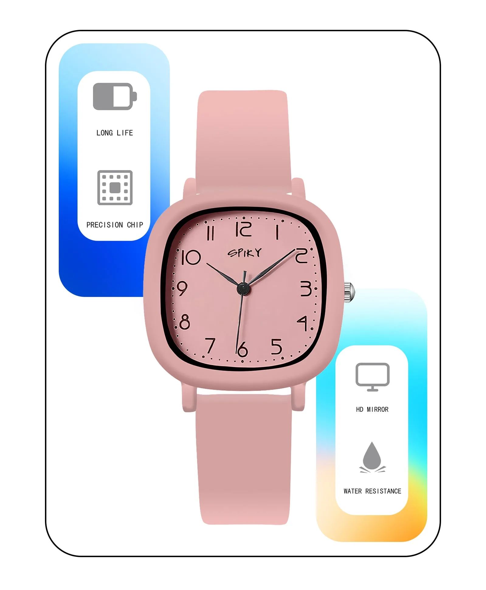Spiky Eva19 Square Analog Watch for Kids - Black