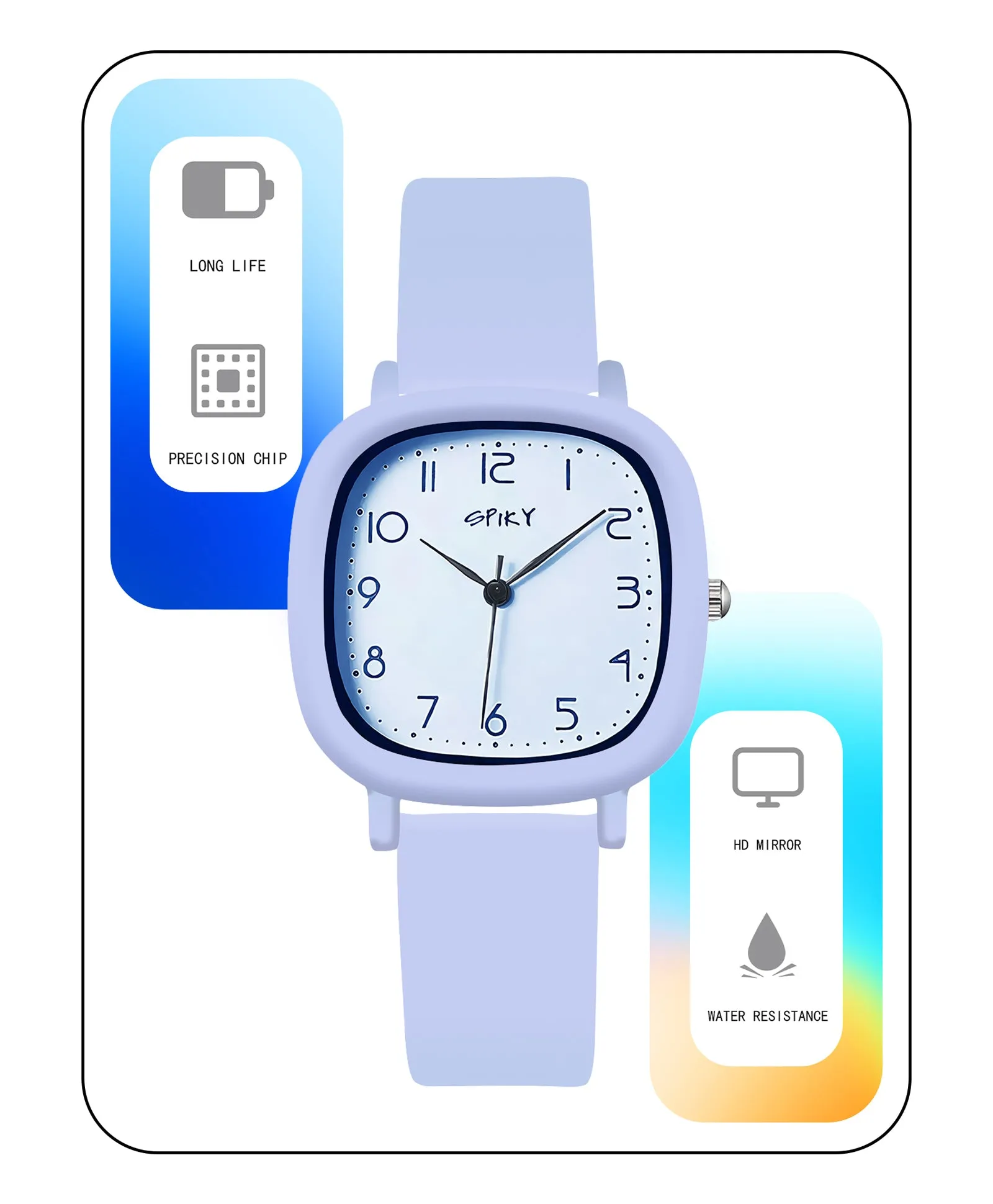 Spiky Eva19 Square Analog Watch for Kids - Blue