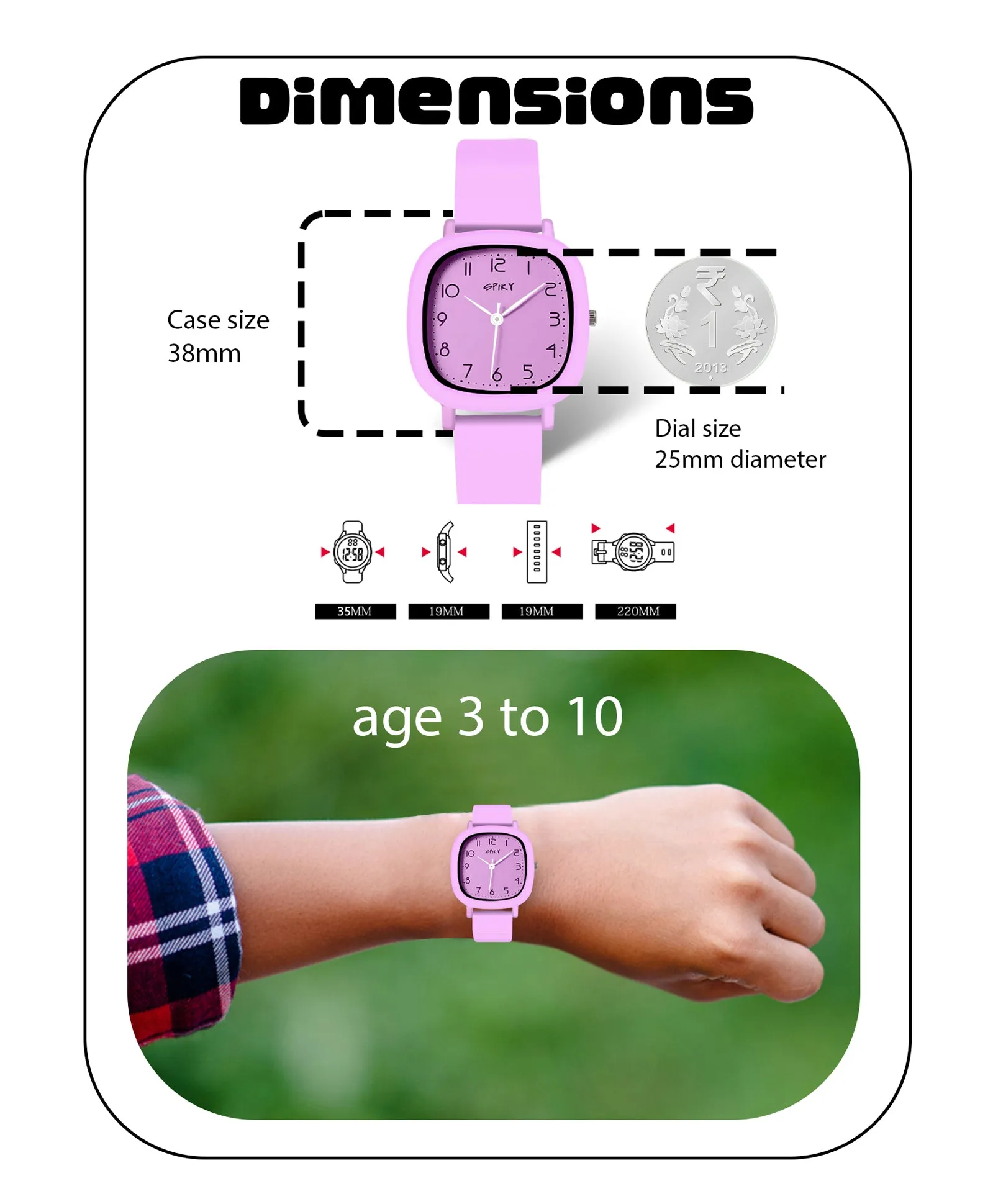 Spiky Eva19 Square Analog Watch for Kids - Blue