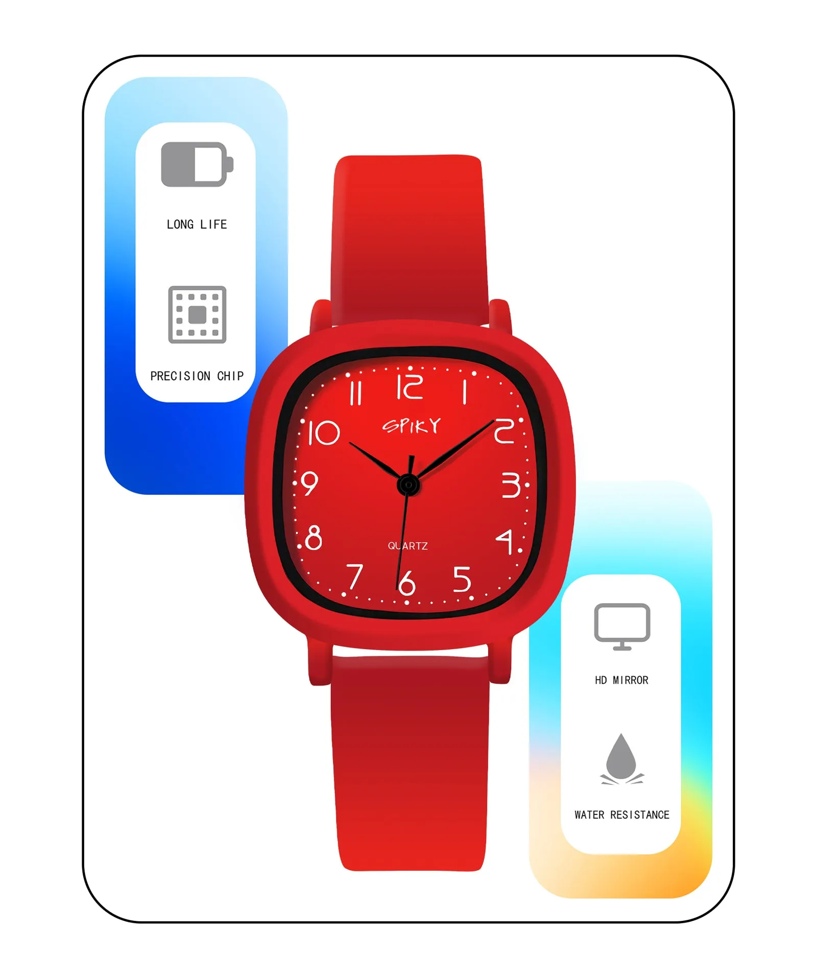 Spiky Eva19 Square Analog Watch for Kids - Blue