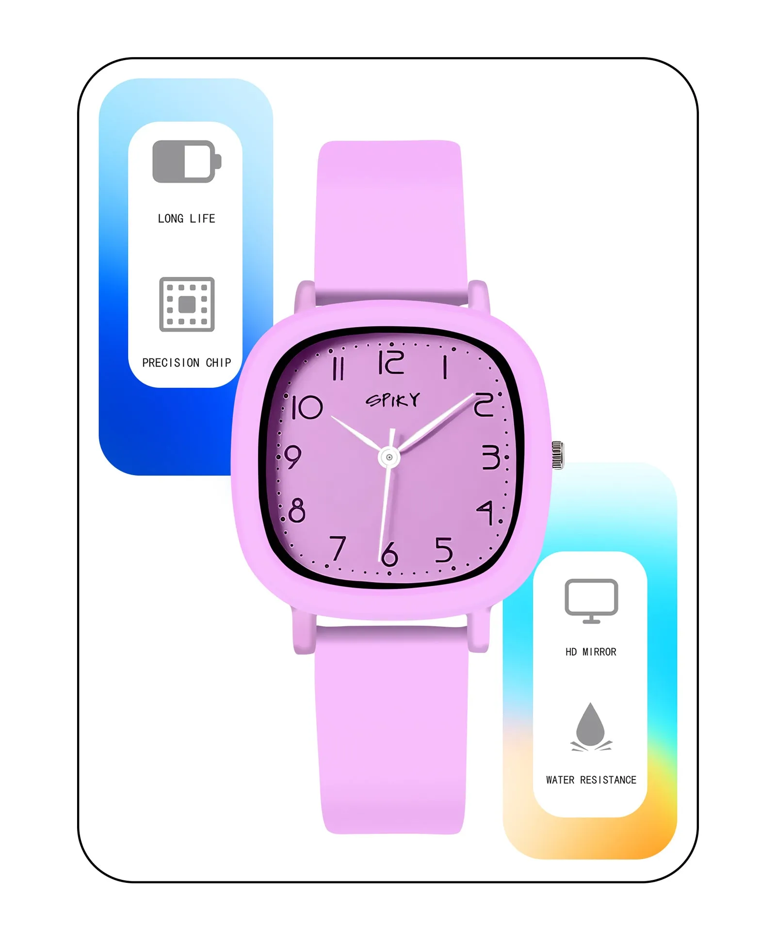 Spiky Eva19 Square Analog Watch for Kids - Blue