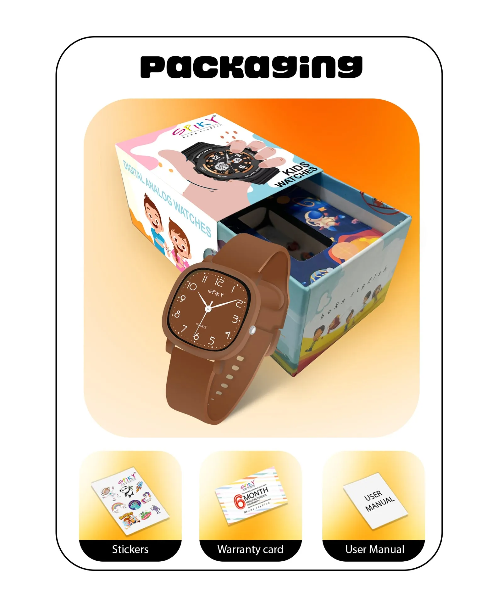 Spiky Eva19 Square Analog Watch for Kids - Grey