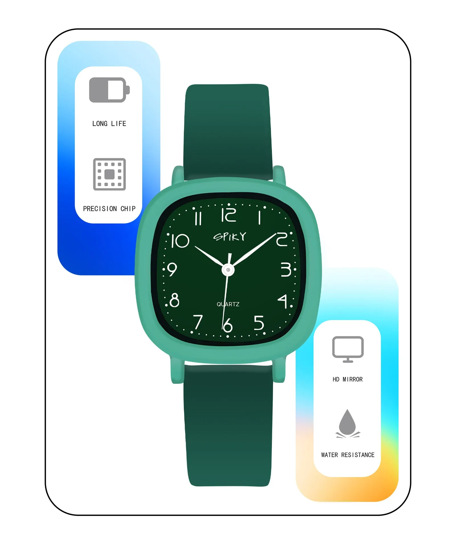 Spiky Eva19 Square Analog Watch for Kids - Grey