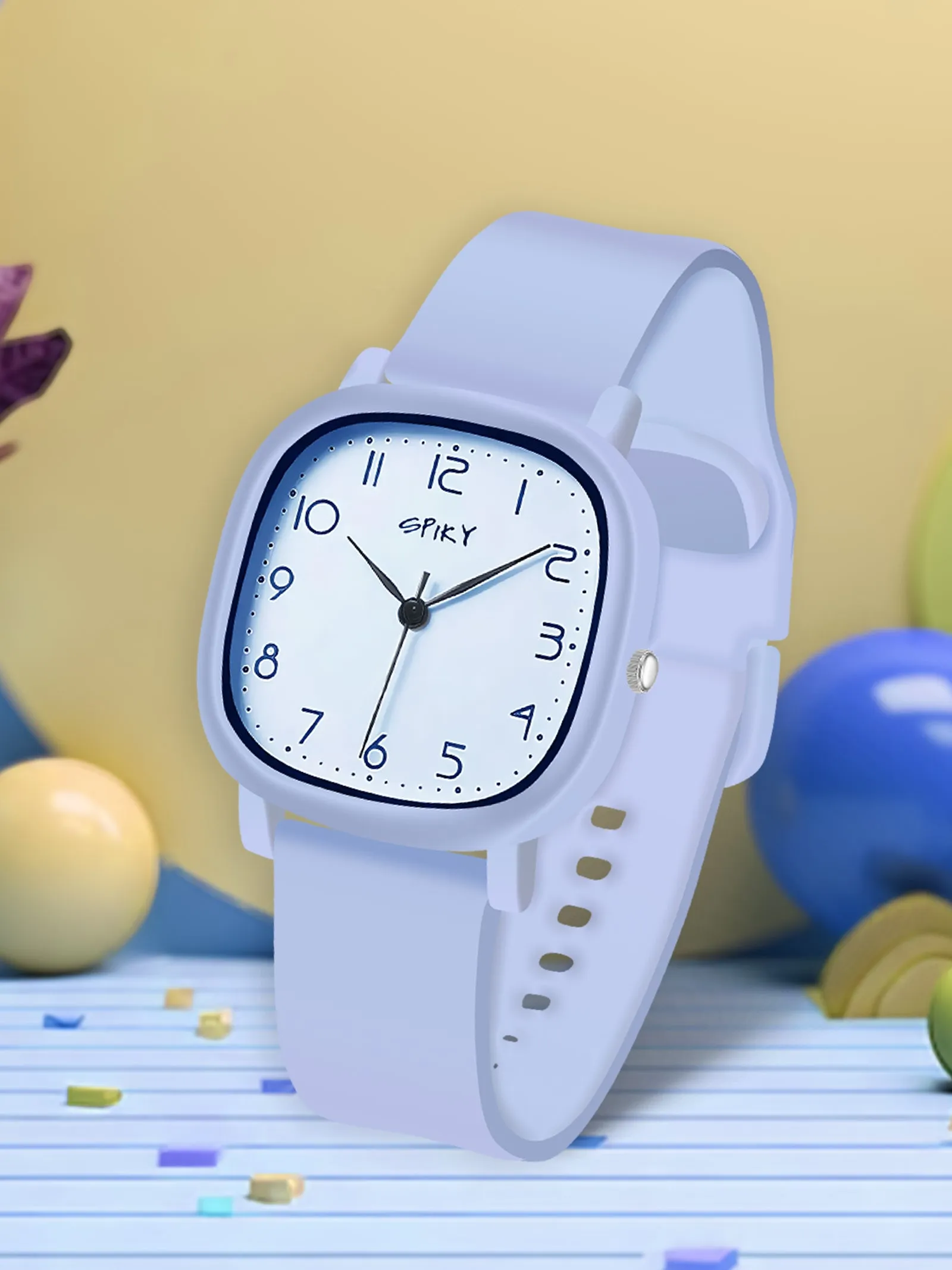 Spiky Eva19 Square Analog Watch for Kids - White