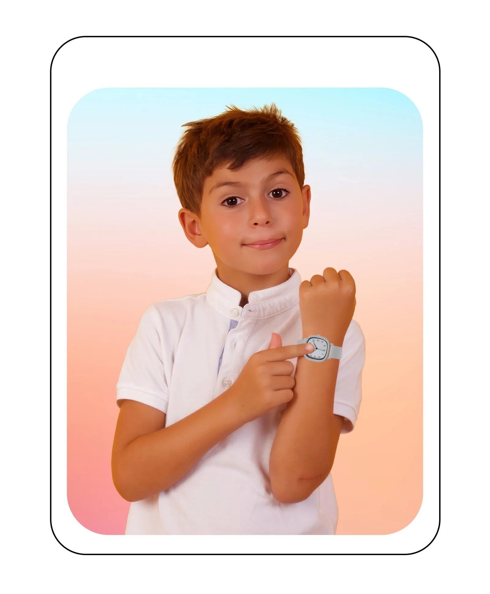 Spiky Eva19 Square Analog Watch for Kids - White