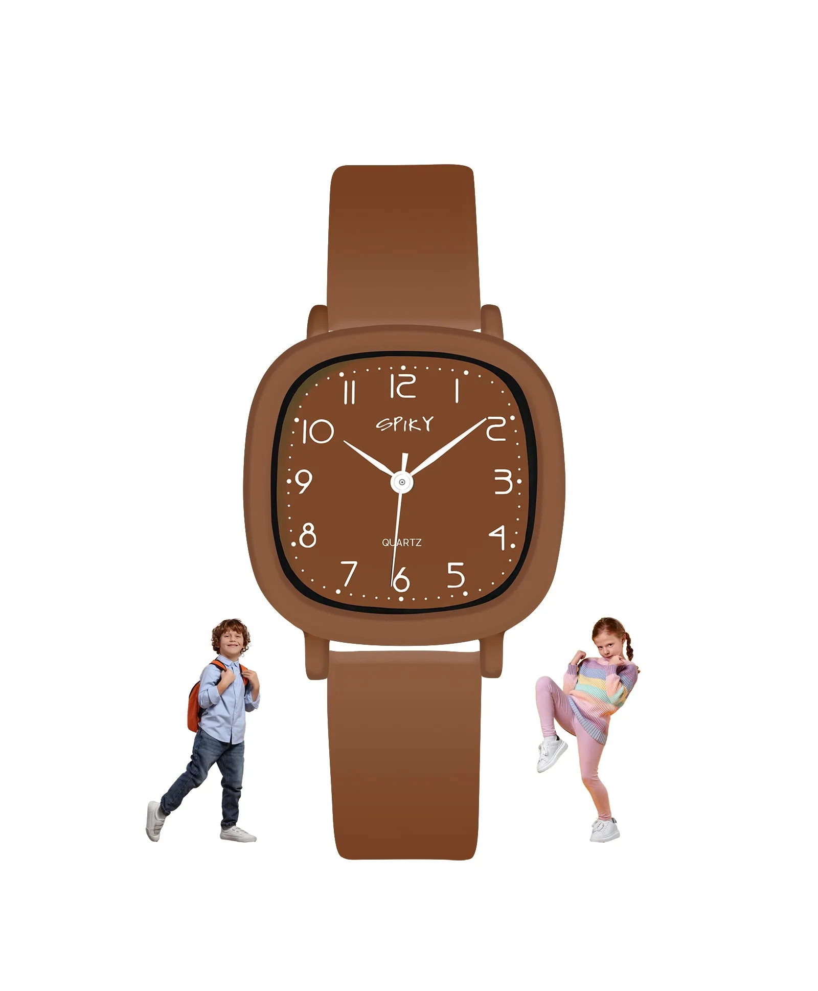 Spiky Eva19 Square Analog Watch for Kids - White