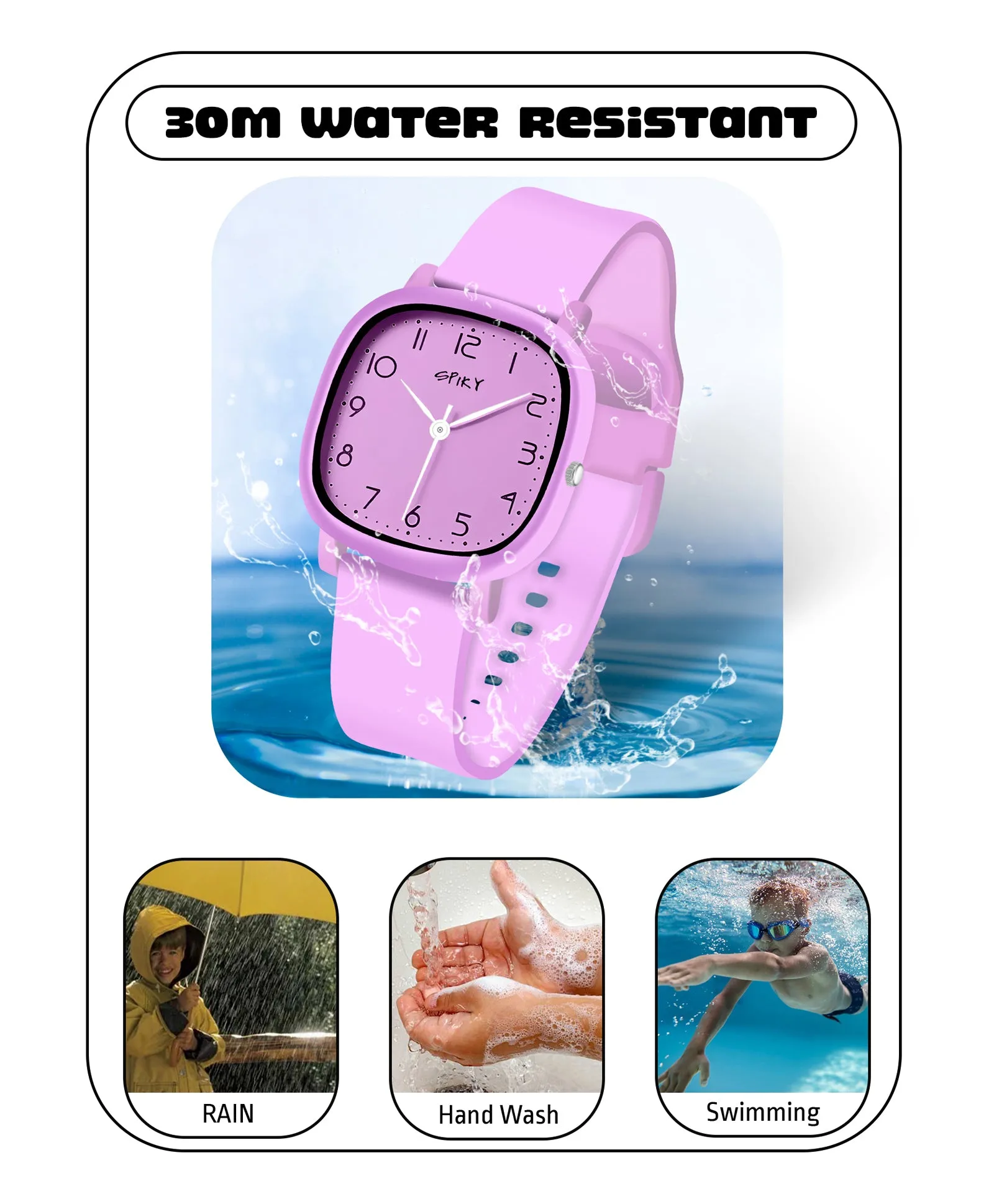 Spiky Eva19 Square Analog Watch for Kids - White
