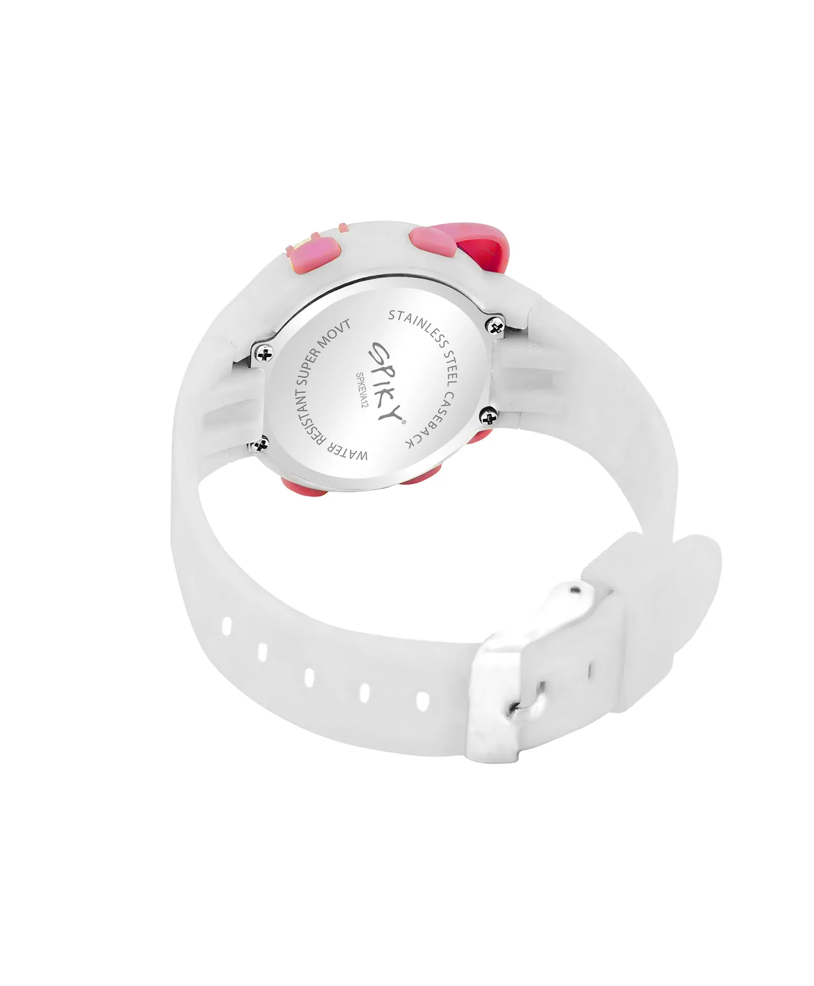 Spiky Round Cat Shaped Sports Digital Watch - White