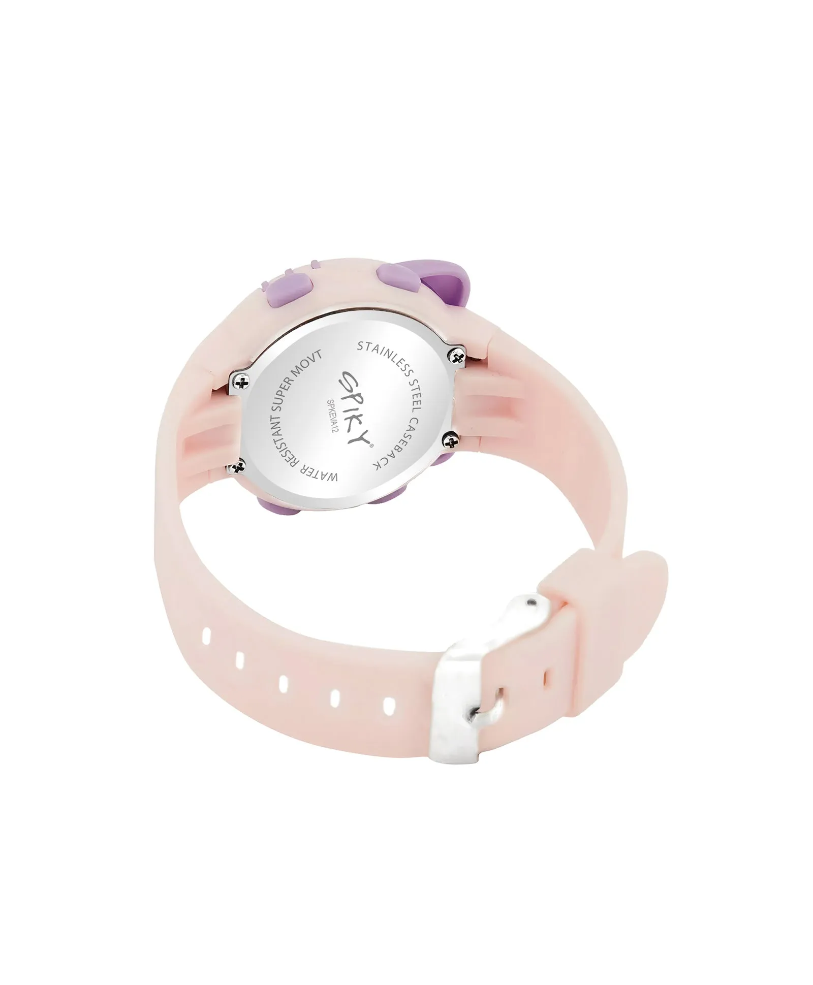 Spiky Round Cat Shaped Sports Digital Watch - White