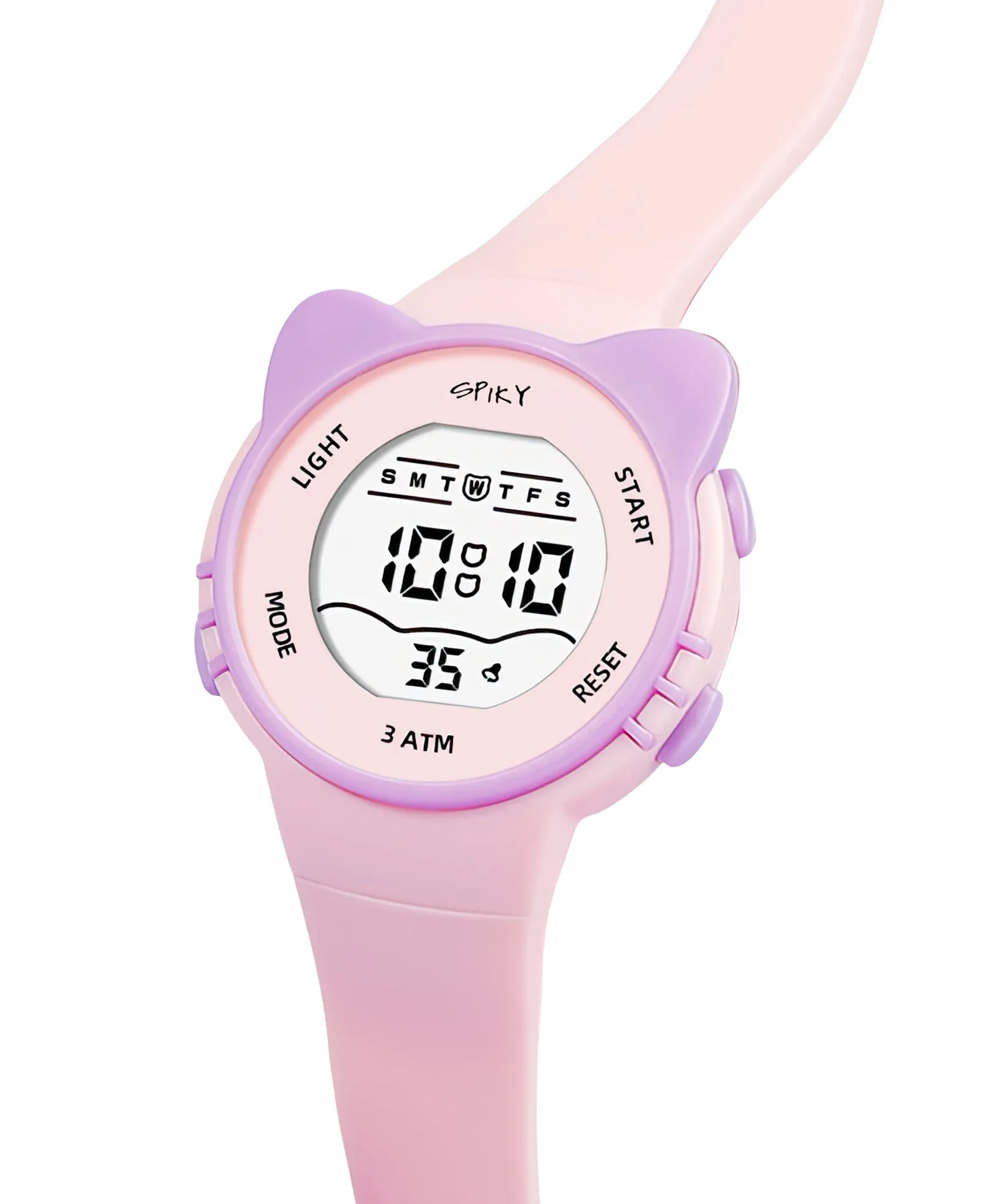 Spiky Round Cat Shaped Sports Digital Watch - White