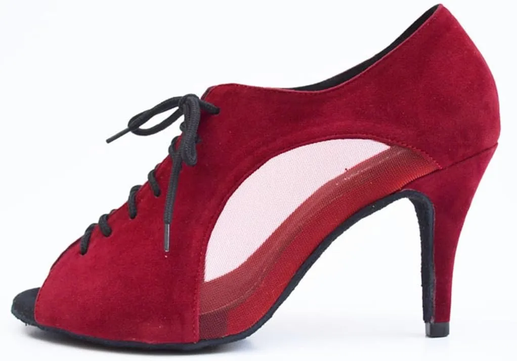 TDA Women's Comfort Lace-up Suede Salsa Tango Ballroom Latin Modern Dance Shoes
