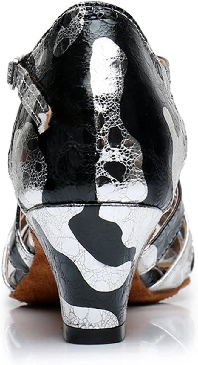 TDA Women's T-strap Peep Toe Floral Synthetic Ballroom Modern Latin Dance wedding Shoes