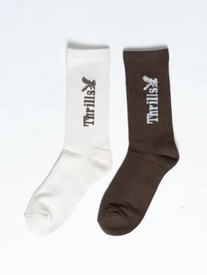 Thrills Workwear 2 Pack Sock - Tarmac - Heritage White Thrills Workwear 2 Pack Sock - Tarmac - Heritage White