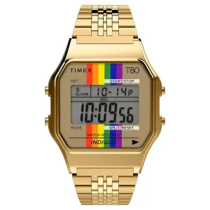 Timex Unisex Gray Dial Gold Stainless Steel Band Quartz Watch - TW2U70800